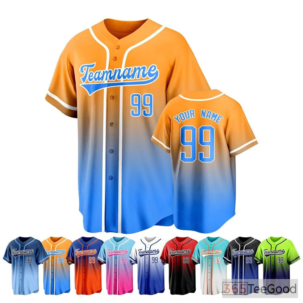 Blue & Yellow Baseball Jersey Tee for Men & Women - Your Custom Player Identity