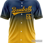 Blue & Yellow Baseball Jersey Tee for Men & Women - Create Your Stitched Player Details