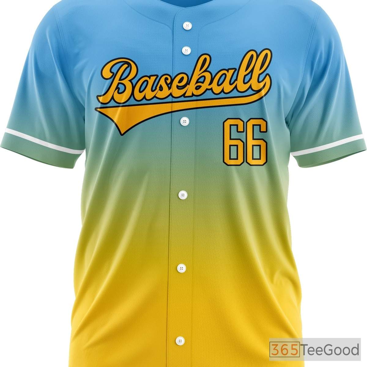 Blue & Yellow Custom Baseball Jersey Tee for Men & Women - Stitched Name, Number & Logo