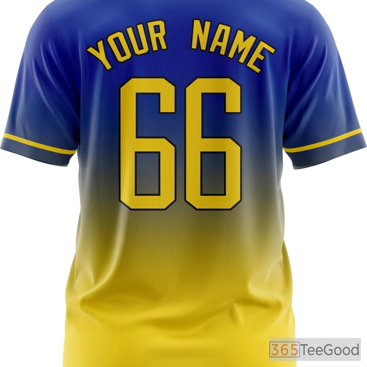 Blue & Yellow Customizable Baseball Jersey Tee for Men & Women - Add Your Team Name & Number