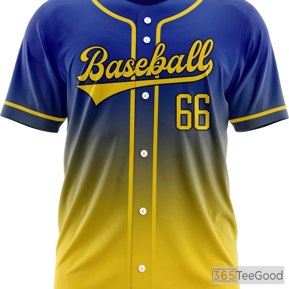 Blue & Yellow Customizable Baseball Jersey Tee for Men & Women - Add Your Team Name & Number