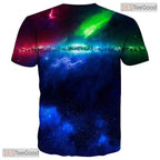 Vibrant Blue Geometric Fashion Print 3D Graphic Casual Unisex Tee Shirt Tops