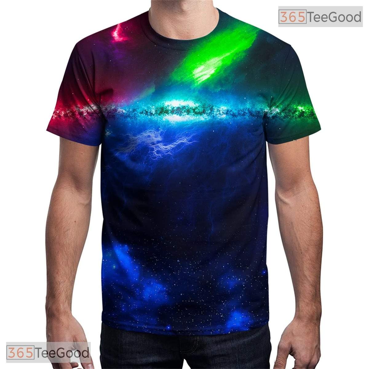 Vibrant Blue Geometric Fashion Print 3D Graphic Casual Unisex Tee Shirt Tops