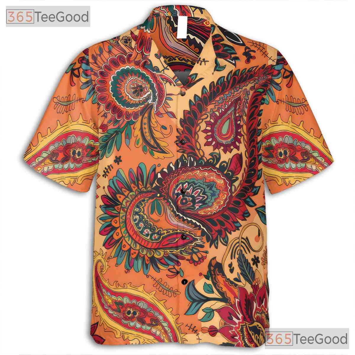 Boho Floral Hawaiian Shirt - Women's Retro Paisley Pattern Festival Tee