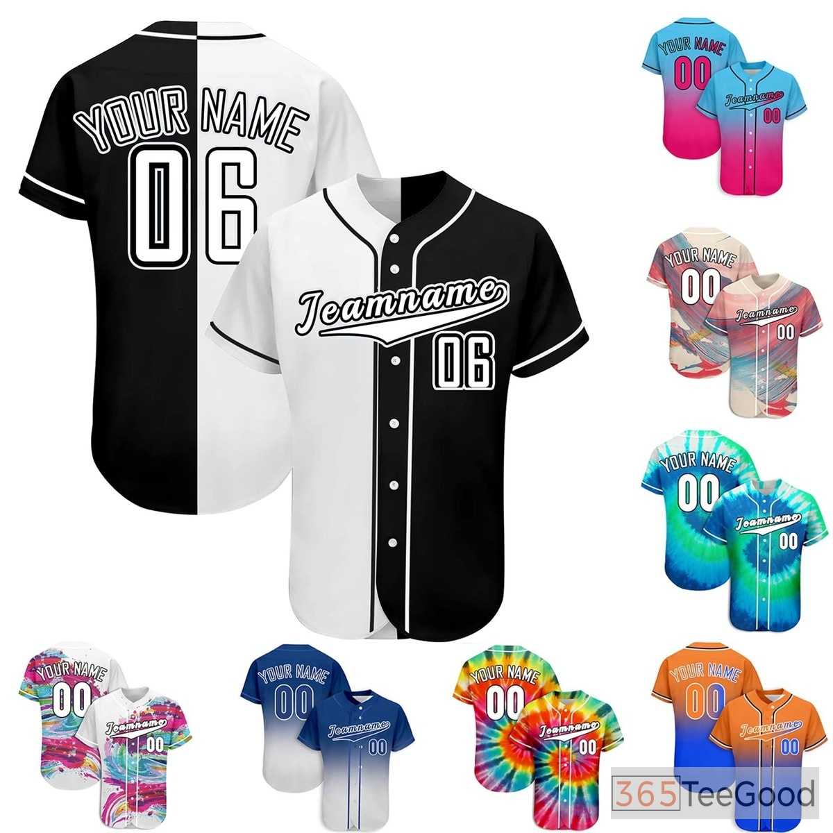 Bold Black & White Custom Baseball Jersey Tee Personalized Unisex Stitched Team Shirt