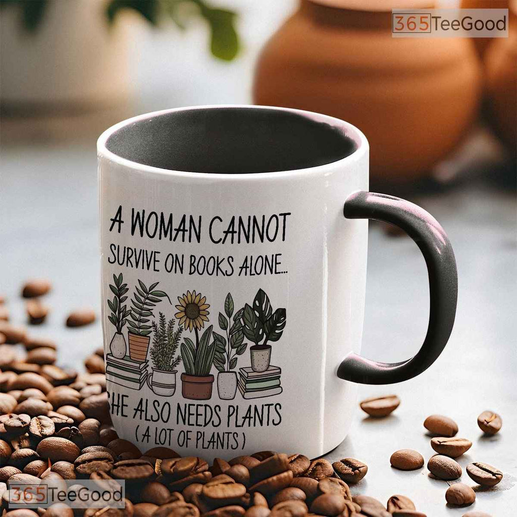 Book Lover Plant Sarcastic Coffee Mug - Bibliophile Indoor Gardener Ceramic Accent Mug