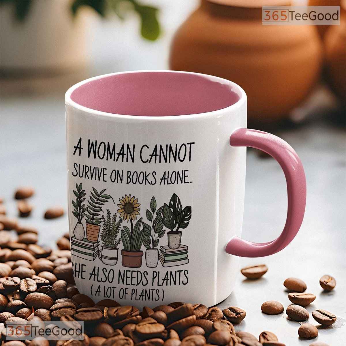 Book Lover Plant Sarcastic Coffee Mug - Bibliophile Indoor Gardener Ceramic Accent Mug