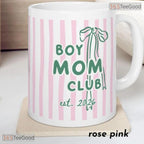 Personalized Boy Mom Club Accent Mug - Ceramic Coffee Cup Motherhood Keepsake Gift