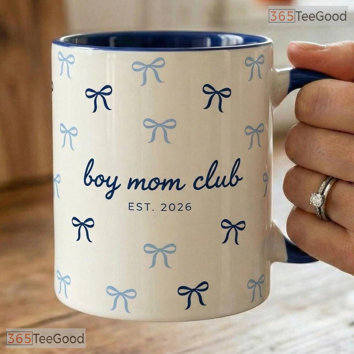 Personalized Boy Mom Club Mug - Custom Blue Pastel Coquette Mother's Day Ceramic Mug