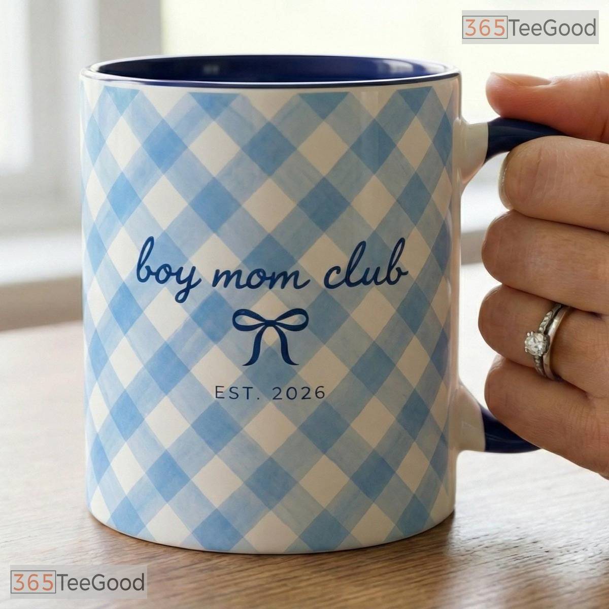 Personalized Boy Mom Club Mug - Custom Blue Pastel Coquette Mother's Day Ceramic Mug