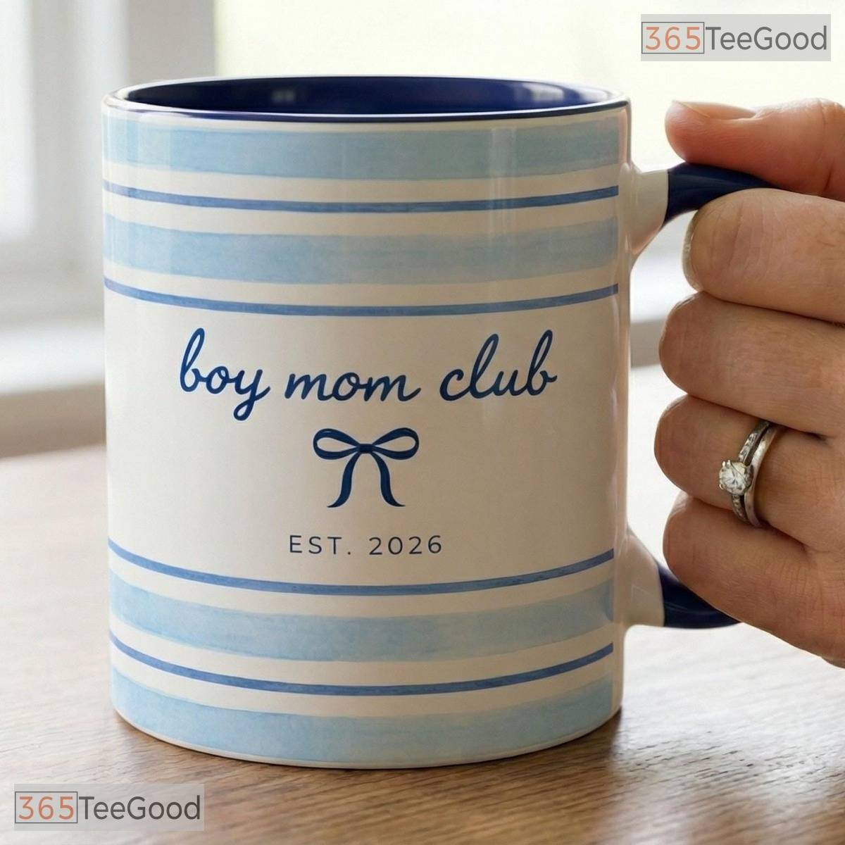 Personalized Boy Mom Club Mug - Custom Blue Pastel Coquette Mother's Day Ceramic Mug