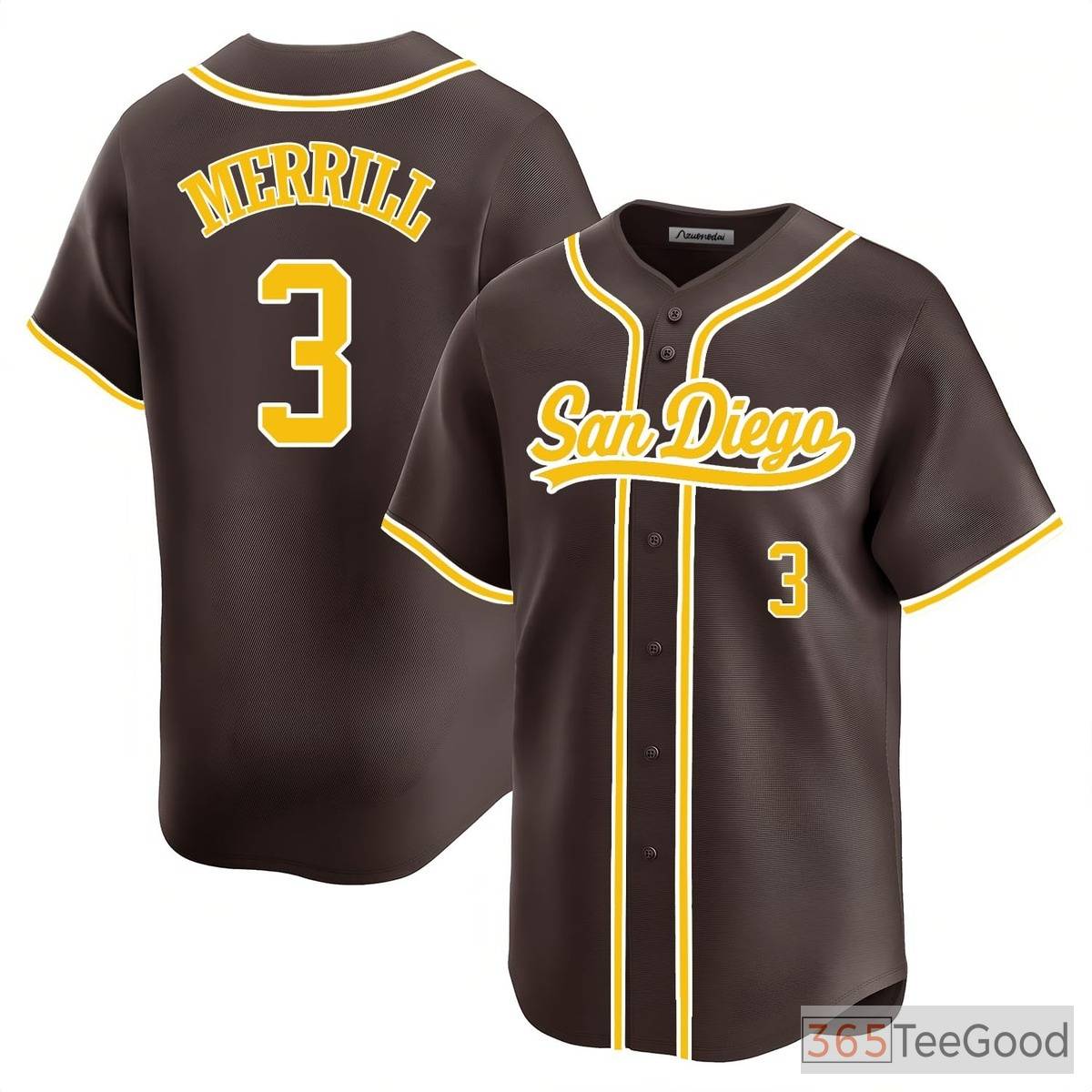 Brown Baseball Jersey Tee - Custom Name, Number & Logo for Your Team or Style
