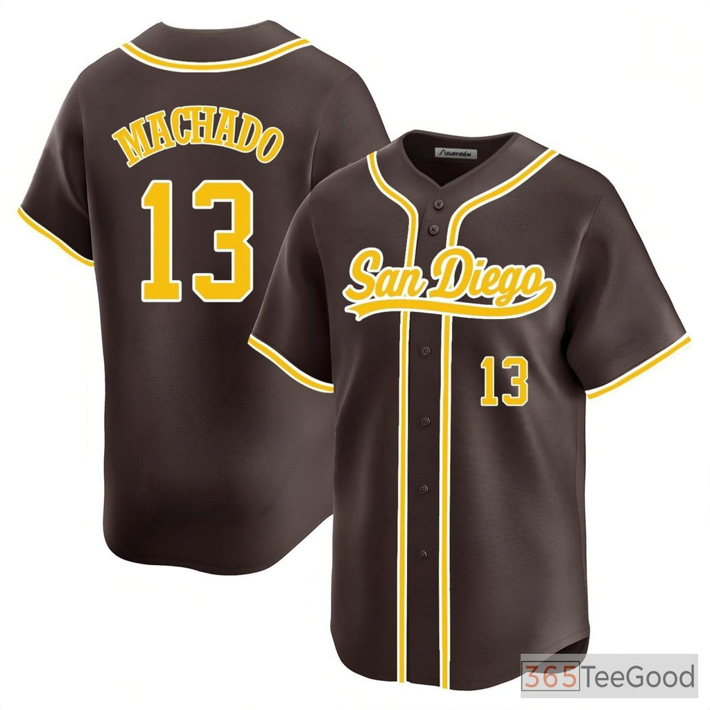 Brown Baseball Jersey Tee - Stitched Custom Name & Number for Any Fan