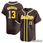 Brown Baseball Jersey Tee - Stitched Custom Name & Number for Any Fan