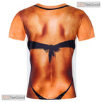 Brown Black Hairy Chest Funny Novelty 3D Printed Casual Short Sleeve Unisex Tee