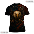 Brown Black USA Bald Eagle American Flag Style 3D Printed Casual Unisex Tee Shirt Tops