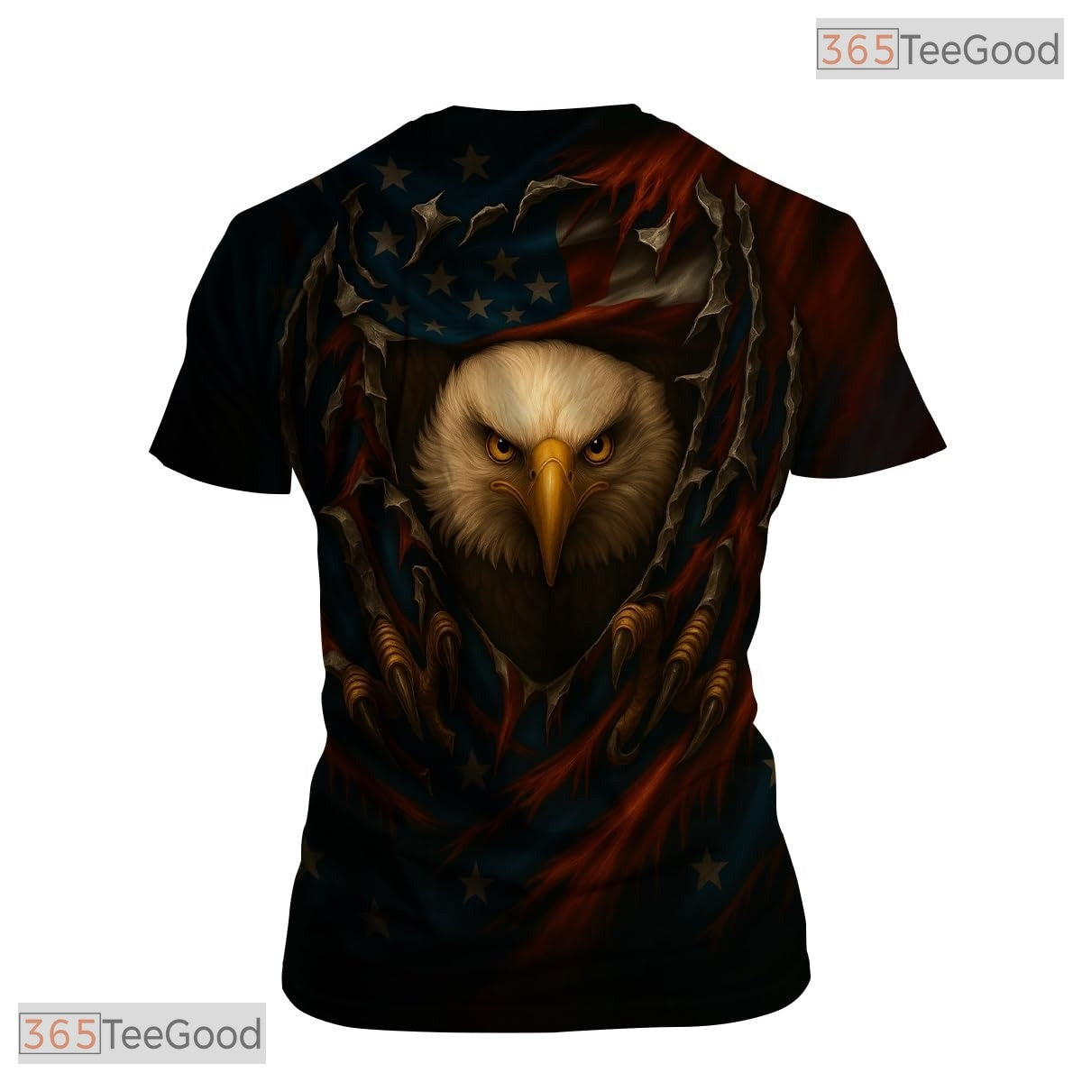 Brown Black USA Bald Eagle American Flag Style 3D Printed Casual Unisex Tee Shirt Tops
