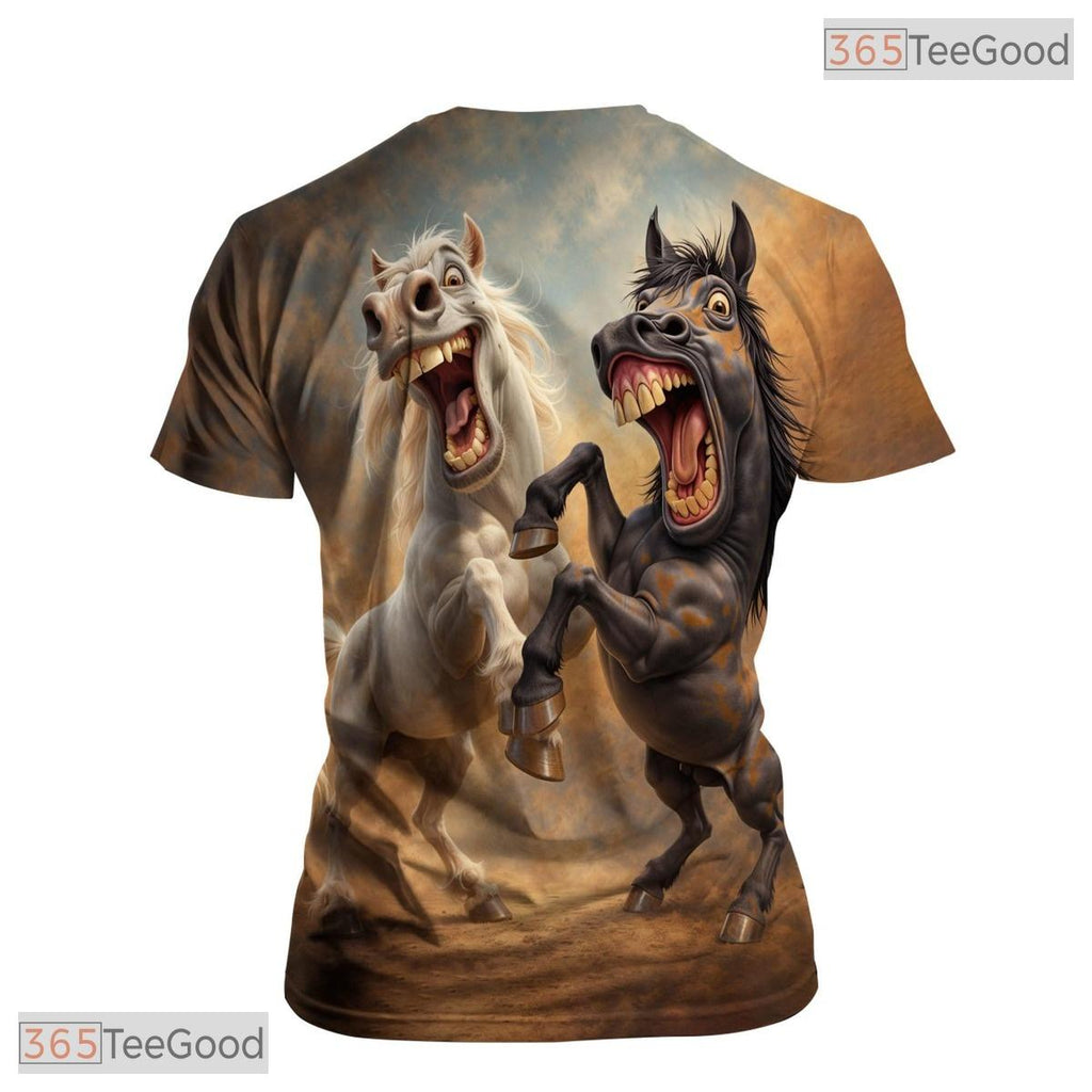 Classic Brown Fantasy Horse Graphic Novelty 3D Printed Casual Unisex Tee Shirt Tops