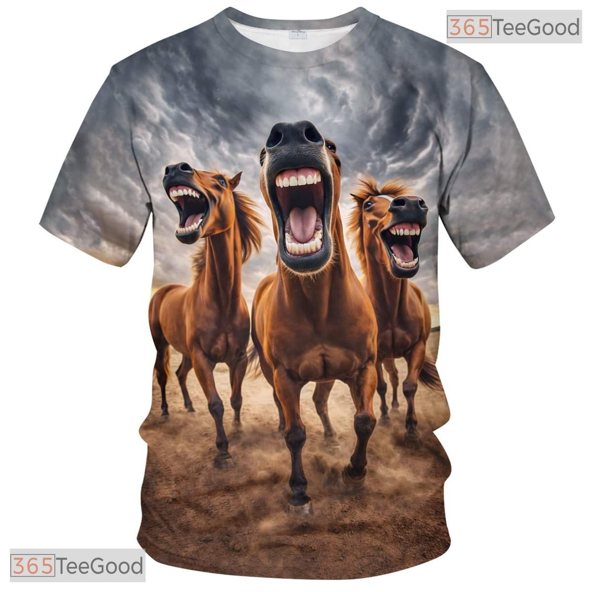 Brown And Blue Fantasy Horse Graphic Novelty 3D Printed Casual Unisex T-Shirt Styles