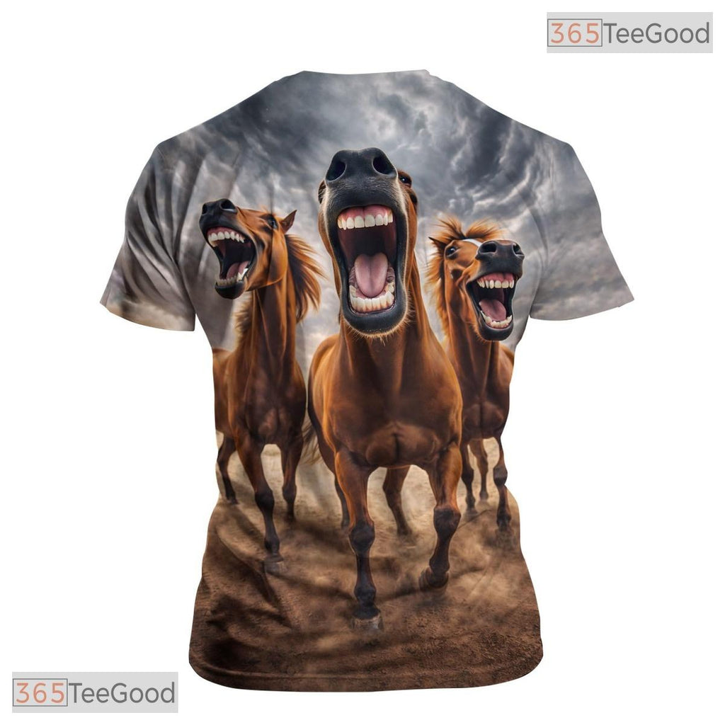 Brown And Blue Fantasy Horse Graphic Novelty 3D Printed Casual Unisex T-Shirt Styles