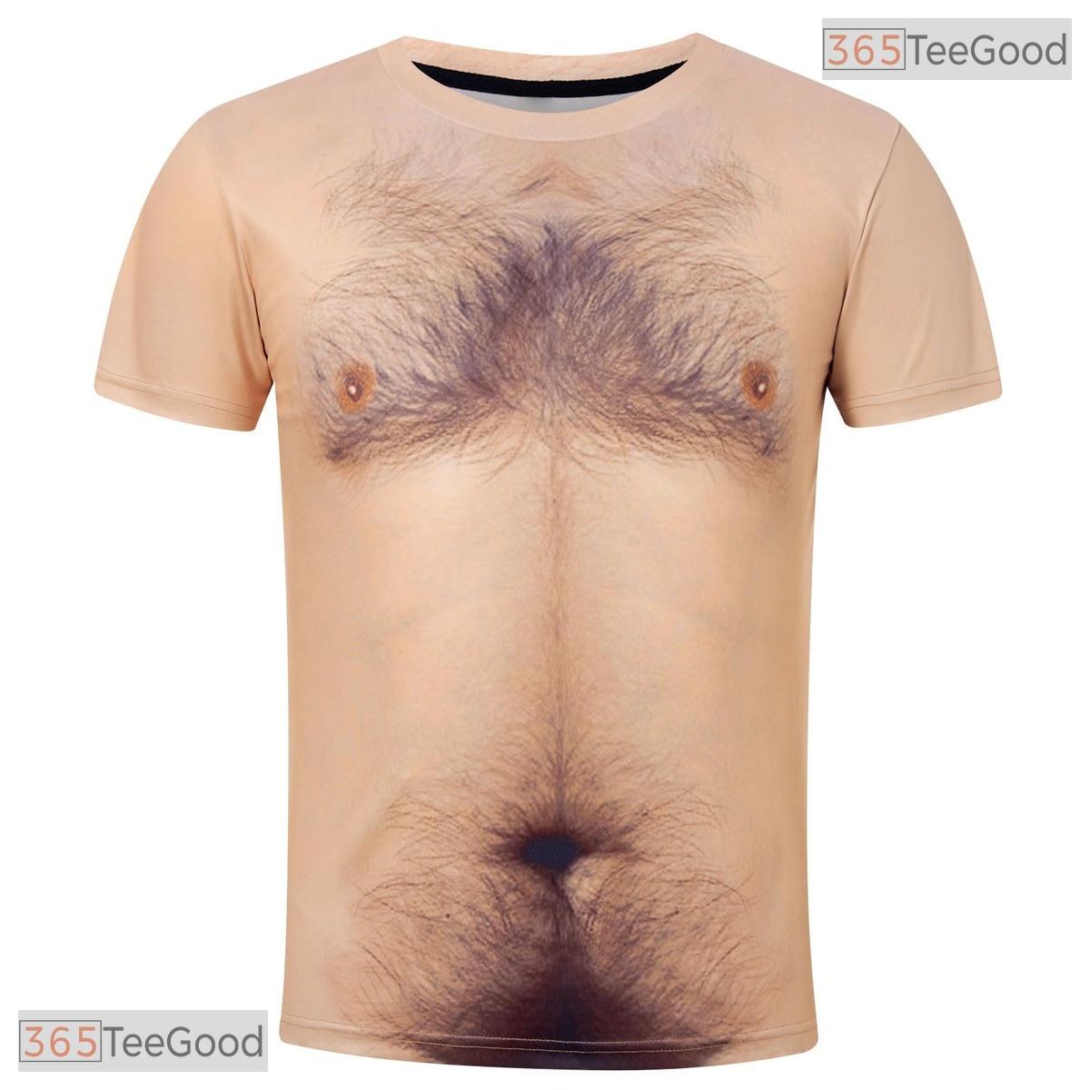 Funny Brown Hairy Chest Graphic 3D Printed Short Sleeve Casual Adult Shirt