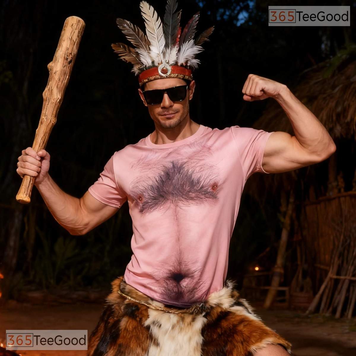 Funny Brown Hairy Chest Graphic 3D Printed Short Sleeve Casual Adult Shirt