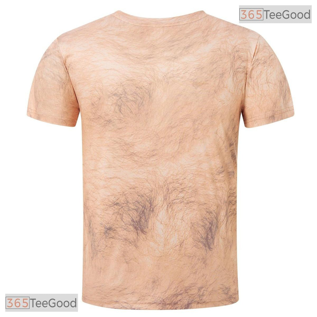 Funny Brown Hairy Chest Graphic 3D Printed Short Sleeve Casual Adult Shirt