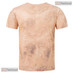 Funny Brown Hairy Chest Graphic 3D Printed Short Sleeve Casual Adult Shirt
