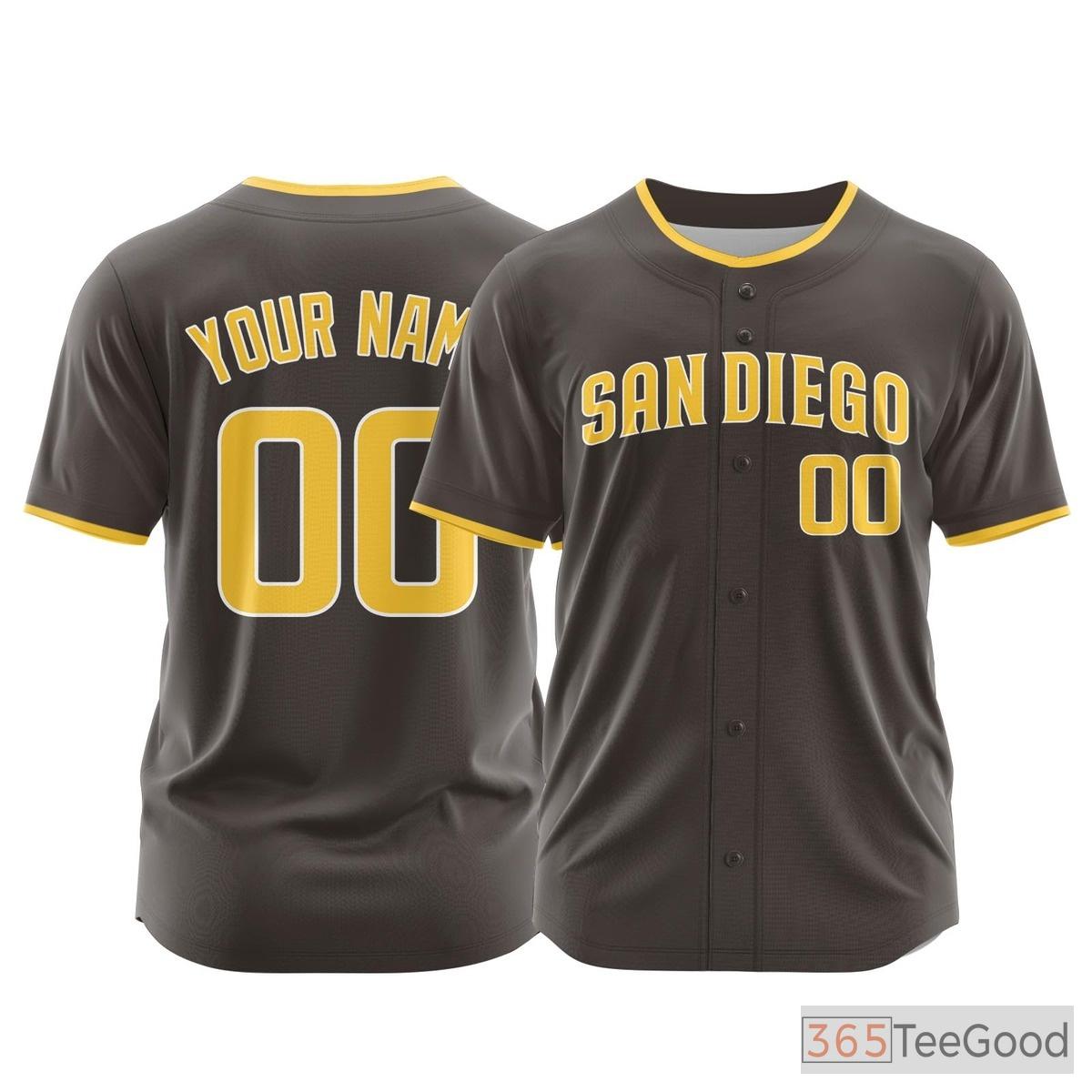 Brown Custom Baseball Jersey Tee - Personalized Stitched Design for Men & Women