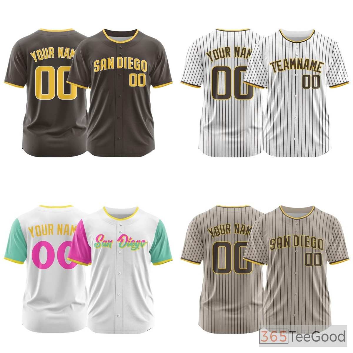 Brown Custom Baseball Jersey Tee - Personalized Stitched Design for Men & Women