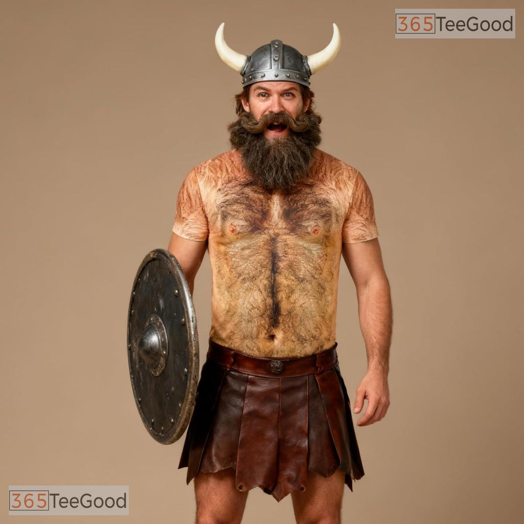 Funny Brown Hairy Chest Costume Novelty Graphic 3D Printed Casual Unisex Tee