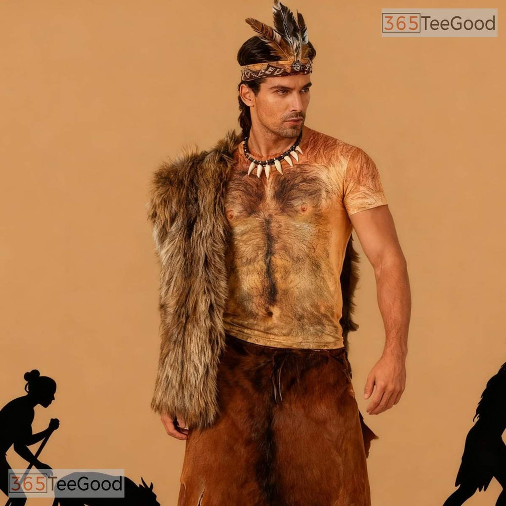 Funny Brown Hairy Chest Costume Novelty Graphic 3D Printed Casual Unisex Tee