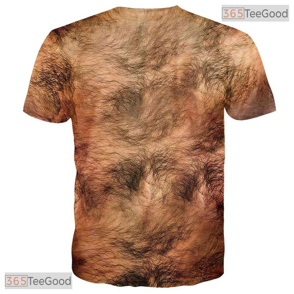 Funny Brown Hairy Chest Costume Novelty Graphic 3D Printed Casual Unisex Tee