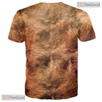 Funny Brown Hairy Chest Costume Novelty Graphic 3D Printed Casual Unisex Tee