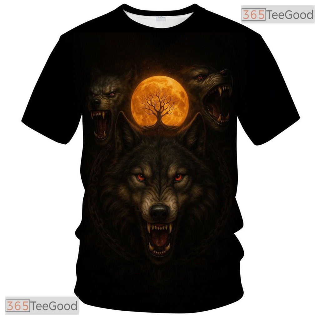 Brown Wild Wolf Funny Graphic Novelty 3D Pattern Printed Casual Unisex Tee Shirt Top