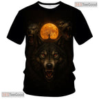 Brown Wild Wolf Funny Graphic Novelty 3D Pattern Printed Casual Unisex Tee Shirt Top