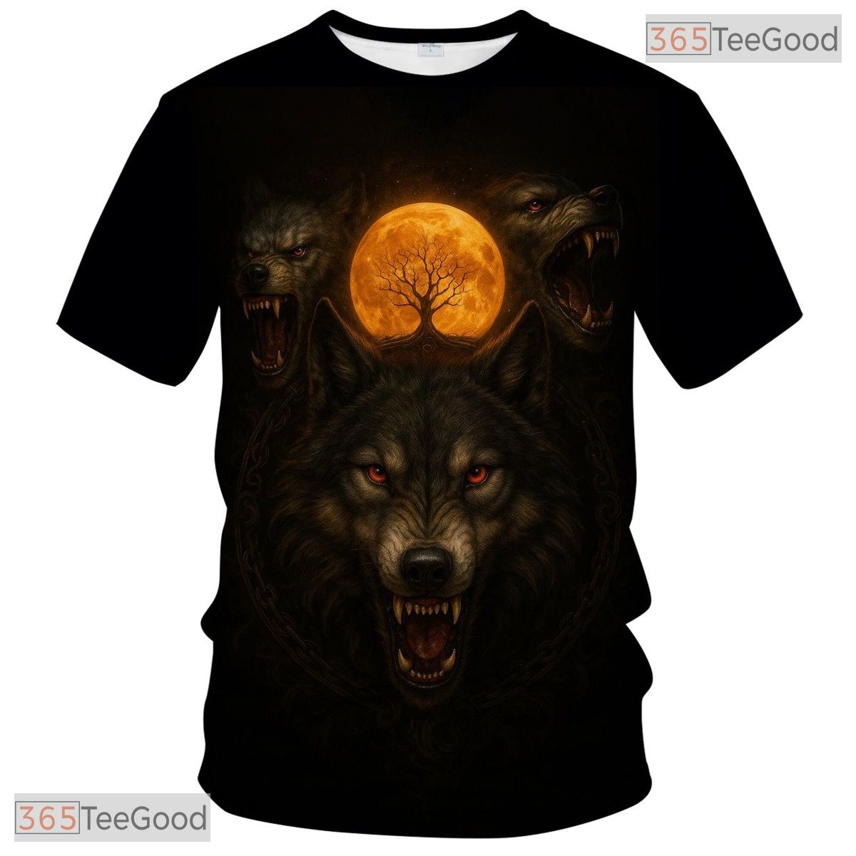 Brown Wild Wolf Funny Graphic Novelty 3D Pattern Printed Casual Unisex Tee Shirt Top