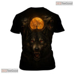 Brown Wild Wolf Funny Graphic Novelty 3D Pattern Printed Casual Unisex Tee Shirt Top