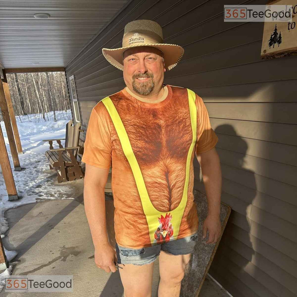 Funny Brown Hairy Chest Costume Novelty Graphic 3D Printed Casual Unisex T-Shirt