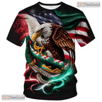 Brown Patriotic American Eagle USA Flag 3D Graphic Short Sleeve Unisex Shirt