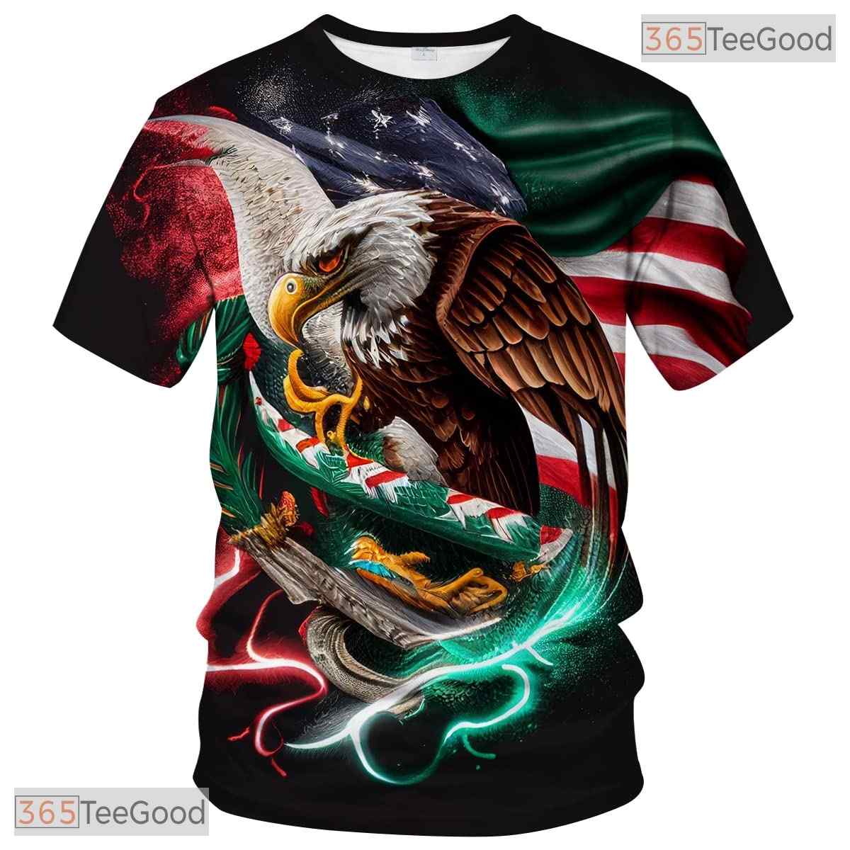 Brown Patriotic American Eagle USA Flag 3D Graphic Short Sleeve Unisex Shirt