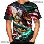 Brown Patriotic American Eagle USA Flag 3D Graphic Short Sleeve Unisex Shirt