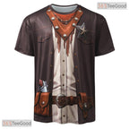 Brown Swashbuckler Pirate Costume Novelty Graphic 3D Printed Casual Unisex Tee Shirts