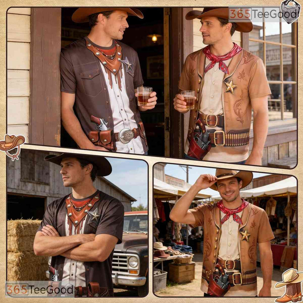 Brown Swashbuckler Pirate Costume Novelty Graphic 3D Printed Casual Unisex Tee Shirts