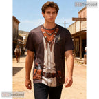 Brown Swashbuckler Pirate Costume Novelty Graphic 3D Printed Casual Unisex Tee Shirts