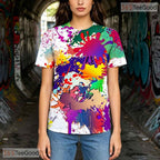 Crisp White Abstract Graphic Pattern 3D Printed Casual Unisex Tee Shirt Styles
