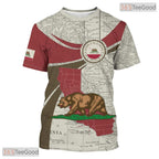 California State Beige Novelty Graphic 3D Printed Casual Unisex Tee Shirt Apparel