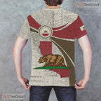 California State Beige Novelty Graphic 3D Printed Casual Unisex Tee Shirt Apparel