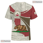 California State Beige Novelty Graphic 3D Printed Casual Unisex Tee Shirt Apparel