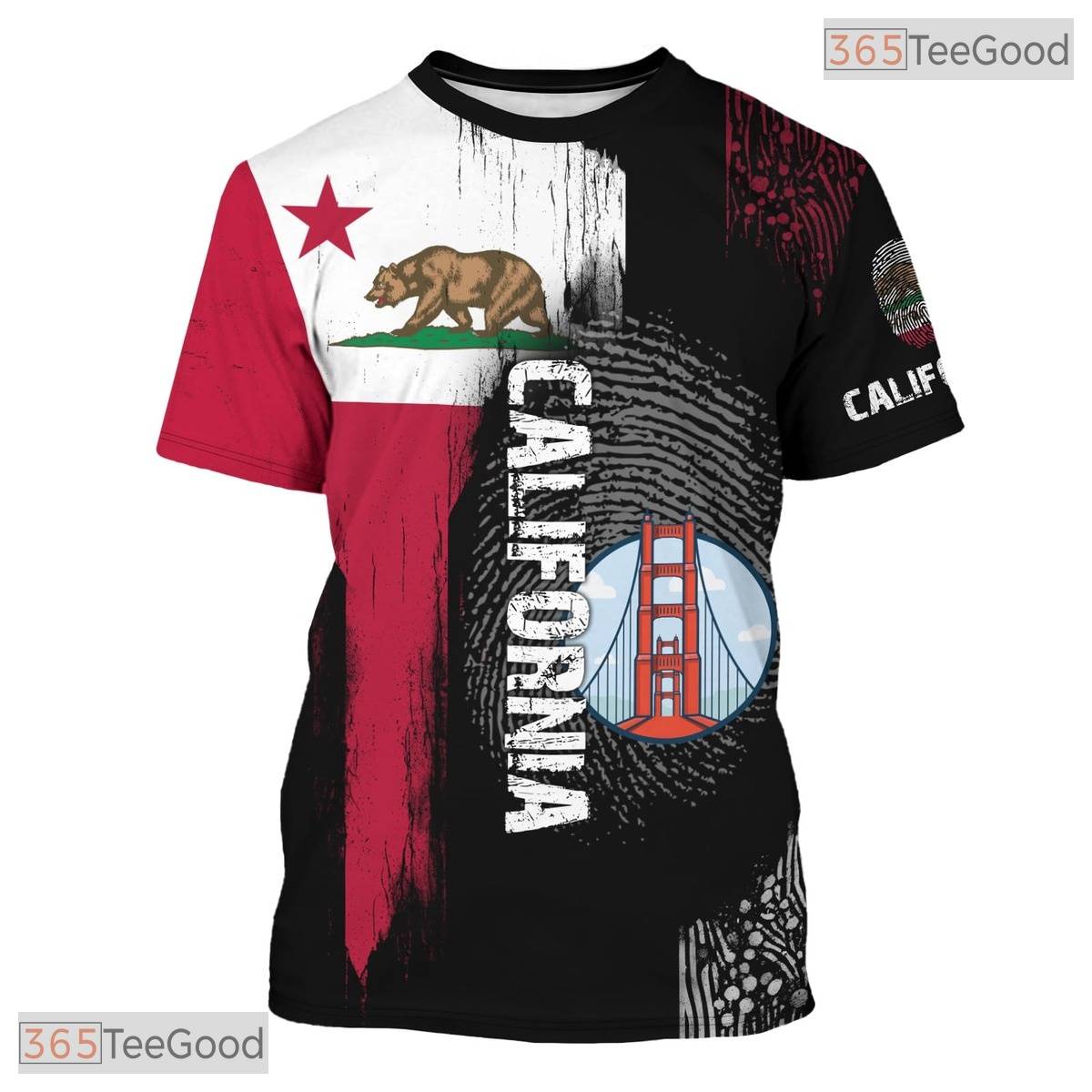California State Black Novelty Graphic 3D Printed Casual Unisex Tee Shirt Styles